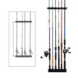Soporte vertical resistente para cañas pescar colgado de pared
