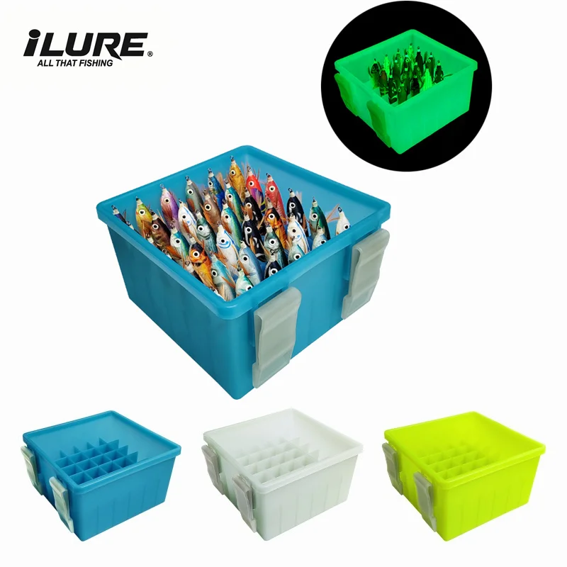 Nuevo Caja de aparejos de pesca luminosa de plástico de 36 rejillas, caja de almacenamiento de señuelos duros, Egi Webfoot, organizador de pulpo, plantilla de calamar, contenedor de cebo - imagen 5
