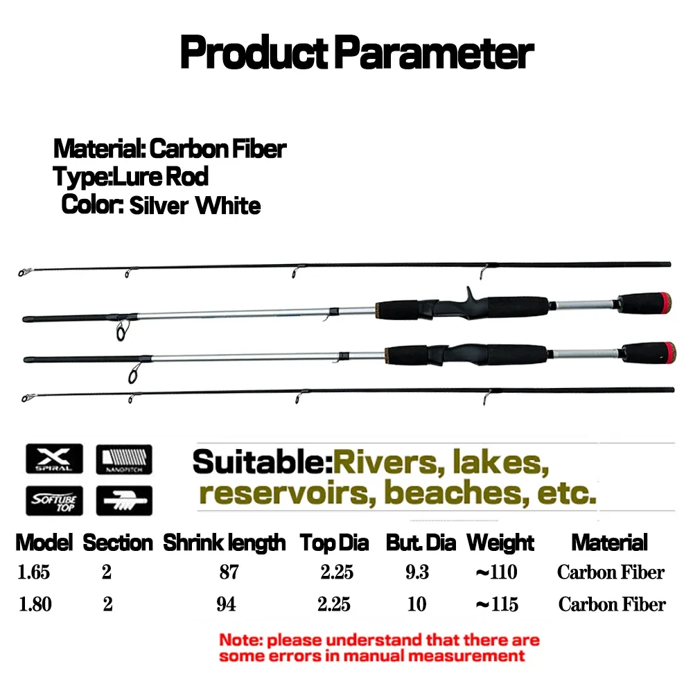 Caña de pescar giratoria de fibra de carbono, peso del señuelo, 5-20g, 1,8 M, 1,65 M, estanque de depósito de Punta sólida, Jigging rápido, ML - imagen 5