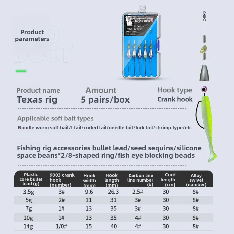 Texas Rig pre-atado anti-enredos para lubina con plomada y spinner - imagen 2