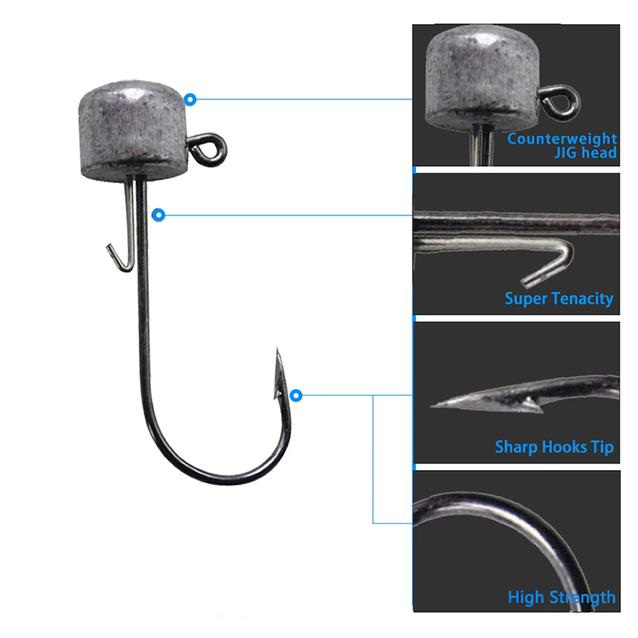 Anzuelos Jig cabeza redonda para pesca de vinilos - imagen 4