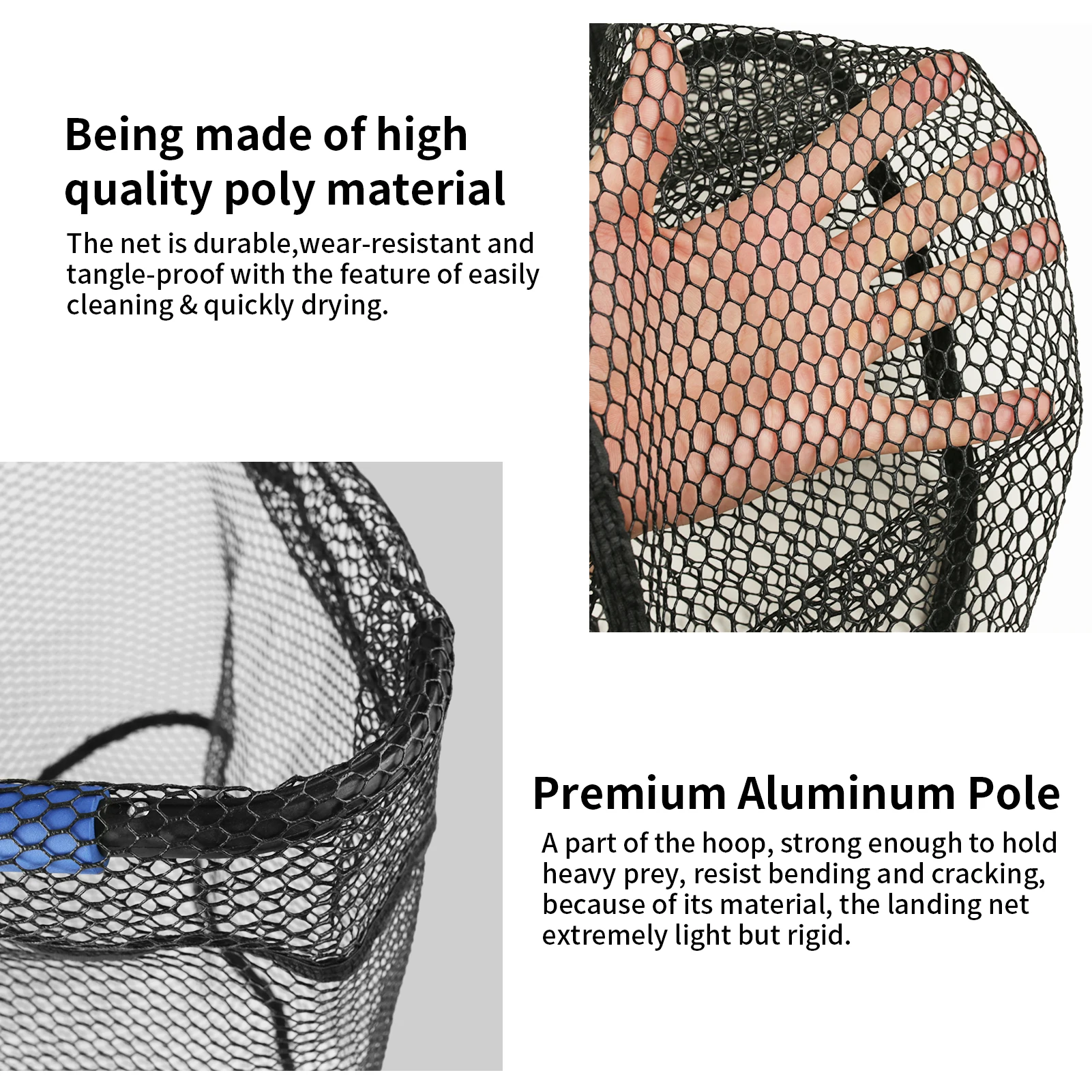 Red de pesca telescópica con revestimiento de goma de espuma azul, plegable, red de aterrizaje para peces para agua salada y agua dulce - imagen 3