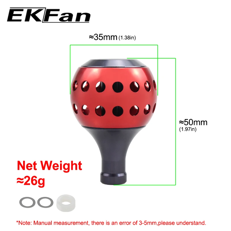 EKFan-perillas de mango de carrete de pesca redondo de aleación de aluminio de 35MM para eje de 4MM, carretes giratorios, accesorio de aparejos de pesca - imagen 5