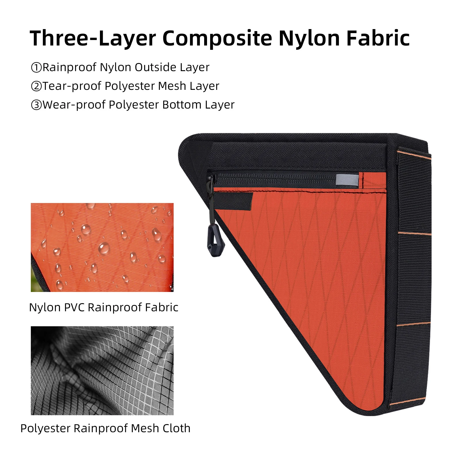 Bolsa de herramientas para bicicleta, triángulo, capacidad de 1L, diseño compacto, se adapta a varias bicicletas, grava plegable de montaña y carretera, resistente a la lluvia - imagen 4