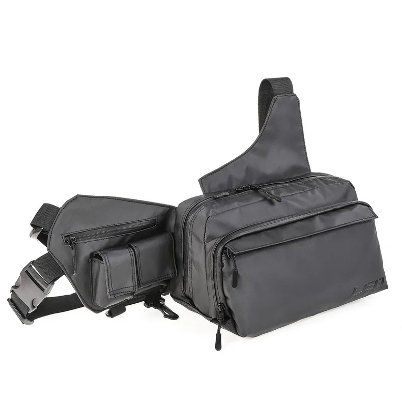 Bolsa de mensajero negro elegante con múltiples compartimentos para conveniencia y estilo