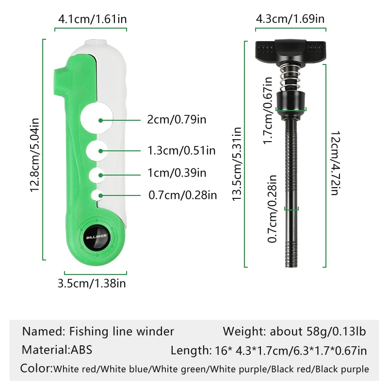 BILLINGS-enrollador de sedal de pesca, sedal portátil para varios tamaños de bobina, herramientas giratorias de Baitcasting ajustables - imagen 5