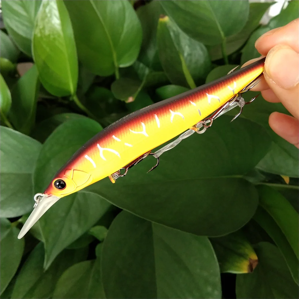 4 Uds 98mm 10g SP sistema de peso de tungsteno fundición larga suspendida señuelo de pesca Minnow 2,2 m AURORA 98SP cebo duro para Lucio - imagen 4