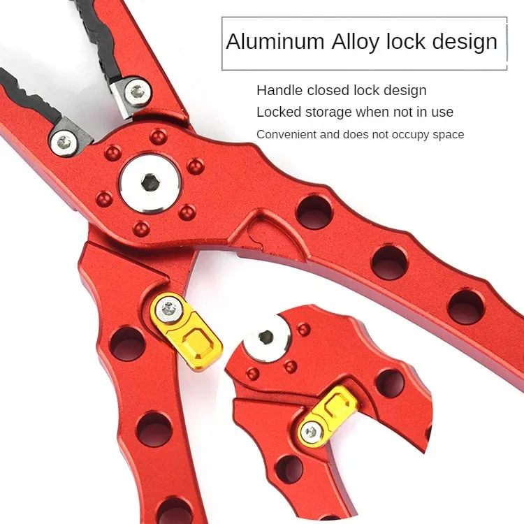 Alicates de Pesca de 7,3 pulgadas, subabrazadera de aleación de aluminio, controlador de pescado, cortadores de alambre de anillo superior, Control de peces, Accesorios de Pesca marina - imagen 5