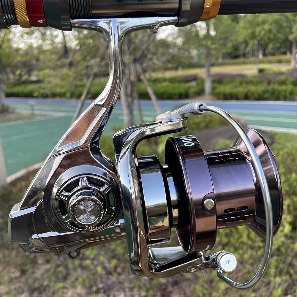 GHOTDA-carrete de Pesca de Mar, rueda grande, cuerpo de Metal, relación de engranaje giratorio de 25Kg, 12000: 1, lanzamiento de larga distancia, carpa voladora, río salvaje, 4,0 - imagen 4