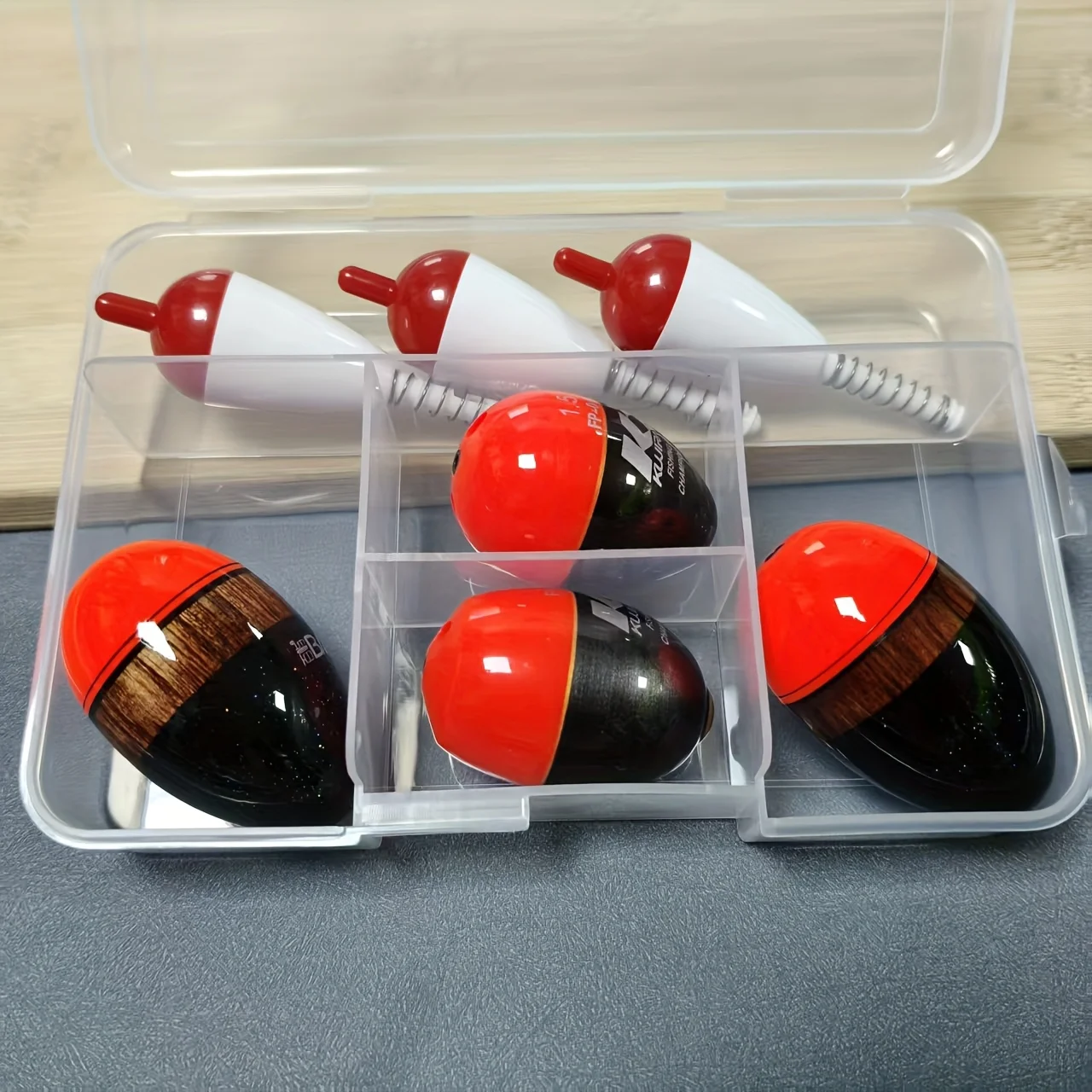 Juego de flotadores de pesca Apo, caja protectora dividida, colección completa de flotadores de pesca en roca helada para invierno, cobertura de fundición de orilla, 7 Uds. - imagen 2