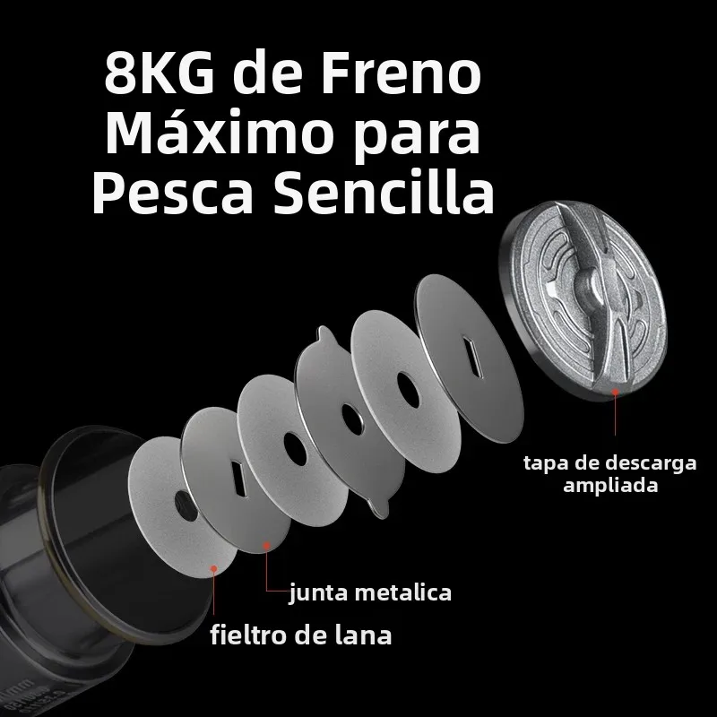 Carrete giratorio para niños, arrastre máximo de 8kg, relación de engranaje 5,2: 1, carrete de Metal, carrete de pesca con doble brazo oscilante, carrete de carpa para agua dulce y salada - imagen 3