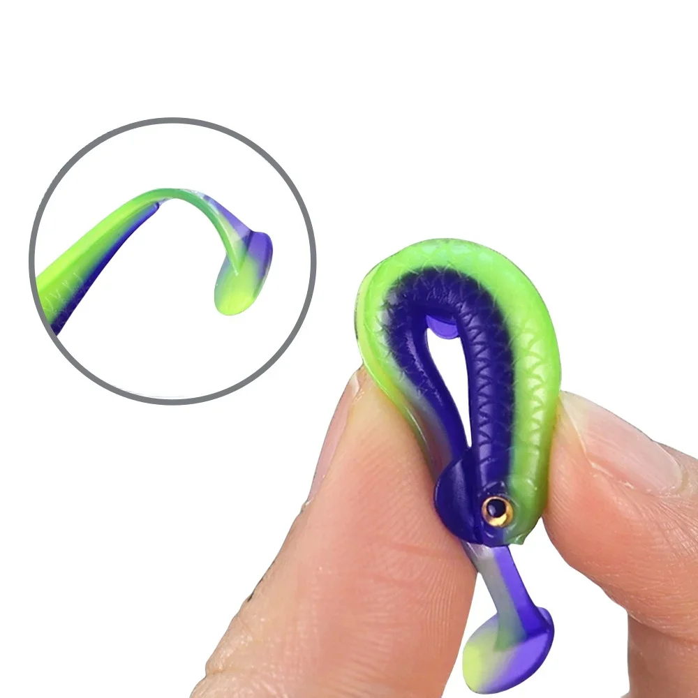 MUKUN-señuelo de pesca Artificial 3D con TTail, cebo de pescado Flexible para plantillas de Texas, anzuelos locos, cebo de atracción de peces al aire libre, 20 piezas - imagen 4