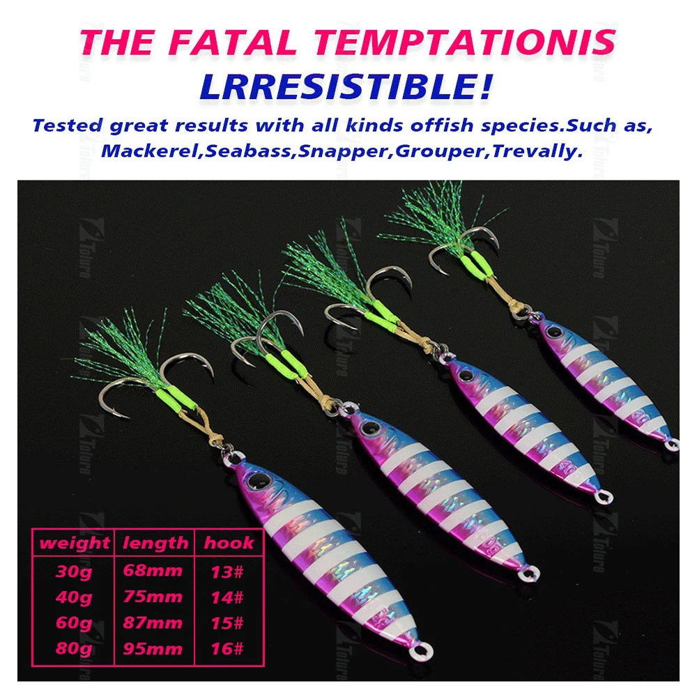 1 unidad 30g40g60g80g señuelo de plantilla de Metal brillante cebo de pesca de mar señuelo de pesca de hundimiento lento aparejos de lubina de agua salada - imagen 3