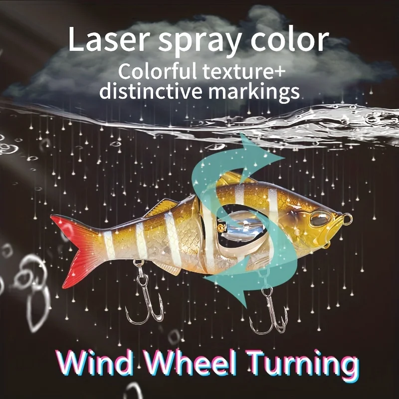 Swimbaits multiarticulados de fundición larga, 1 piezas, 8,3 CM, hélice para pesca de lubina, aparejos de pesca de agua dulce de hundimiento lento - imagen 4