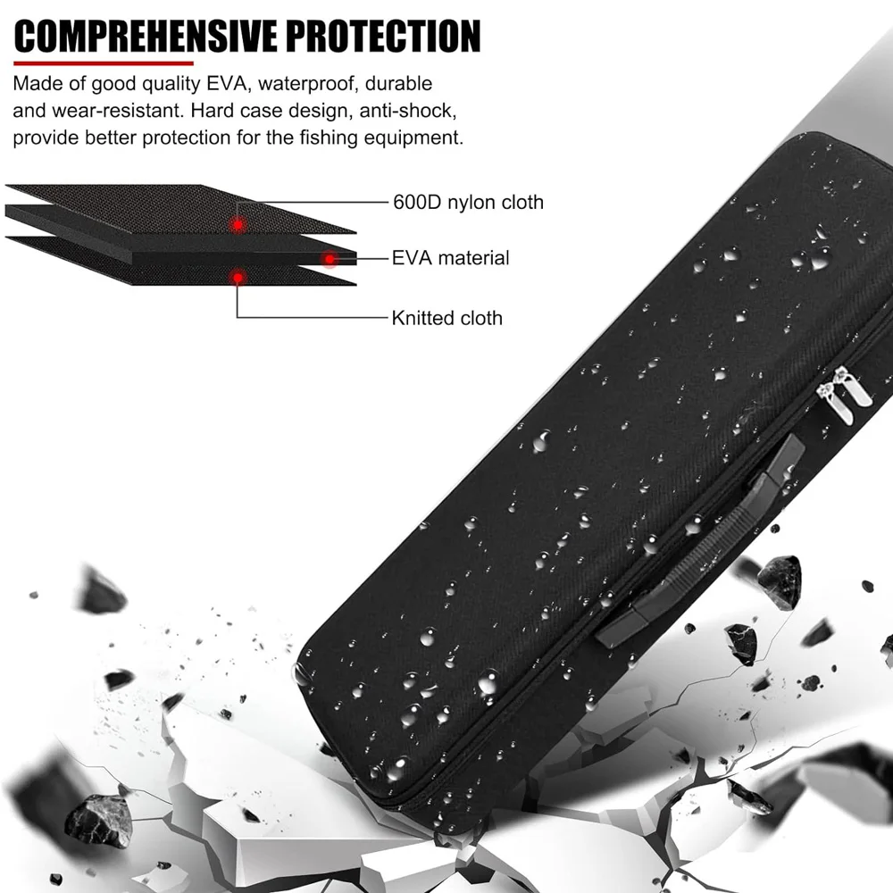 Estuche rígido de EVA portátil impermeable para aparejos de pesca, bolsa de almacenamiento a prueba de golpes, bolsas de transporte de carrete, herramienta de aparejos de pesca, organizador de viaje - imagen 2