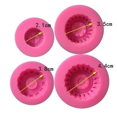 4 unids/set molde de pastel de silicona neumáticos patrón de rueda DIY utensilios para hornear moldes de Chocolate para magdalenas y magdalenas herramientas para hornear - imagen 5