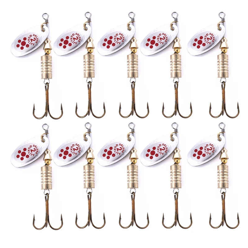 10 Uds 6,7 cm 7g cuchara giratoria cebo de Metal señuelo de pesca lentejuelas Crankbait cuchara cebos para lubina trucha perca Lucio giratorio - imagen 4