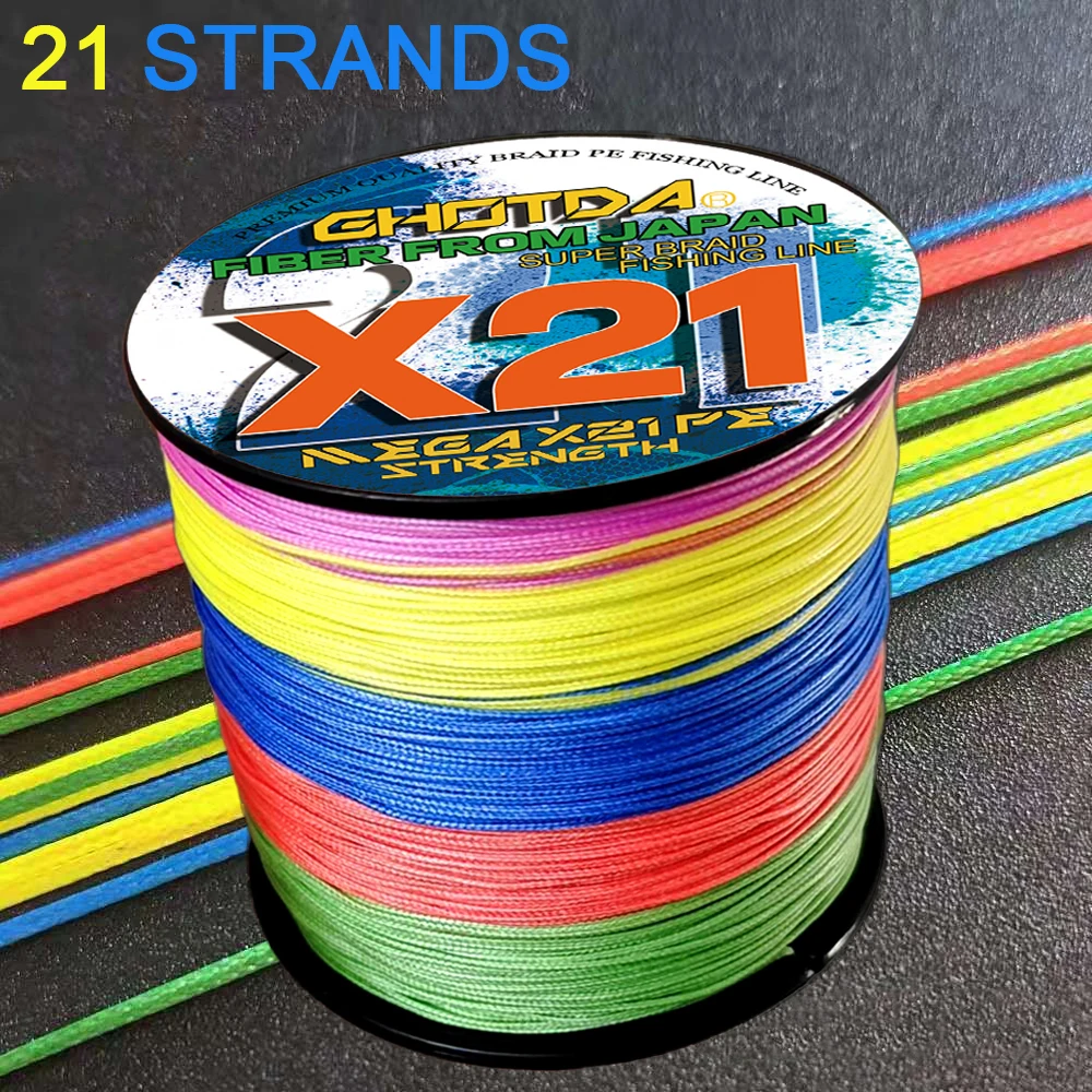 GHOTDA-sedas de pesca trenzadas de 21 hebras, multifilamento de alta calidad, alambre de PE, núcleo de tejido fuerte, línea de agua salada de 300M, 27lb-212lb - imagen 4