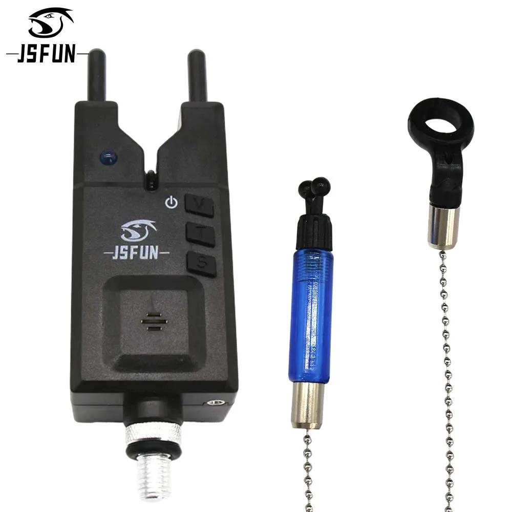 JSFUN, 1 unidad de alarma + 1 unidad, balancín de cadena, alarma de mordedura de pesca, sensibilidad de volumen ajustable, sonido, alarma de picadura de pescado, columpio de caña de pescar