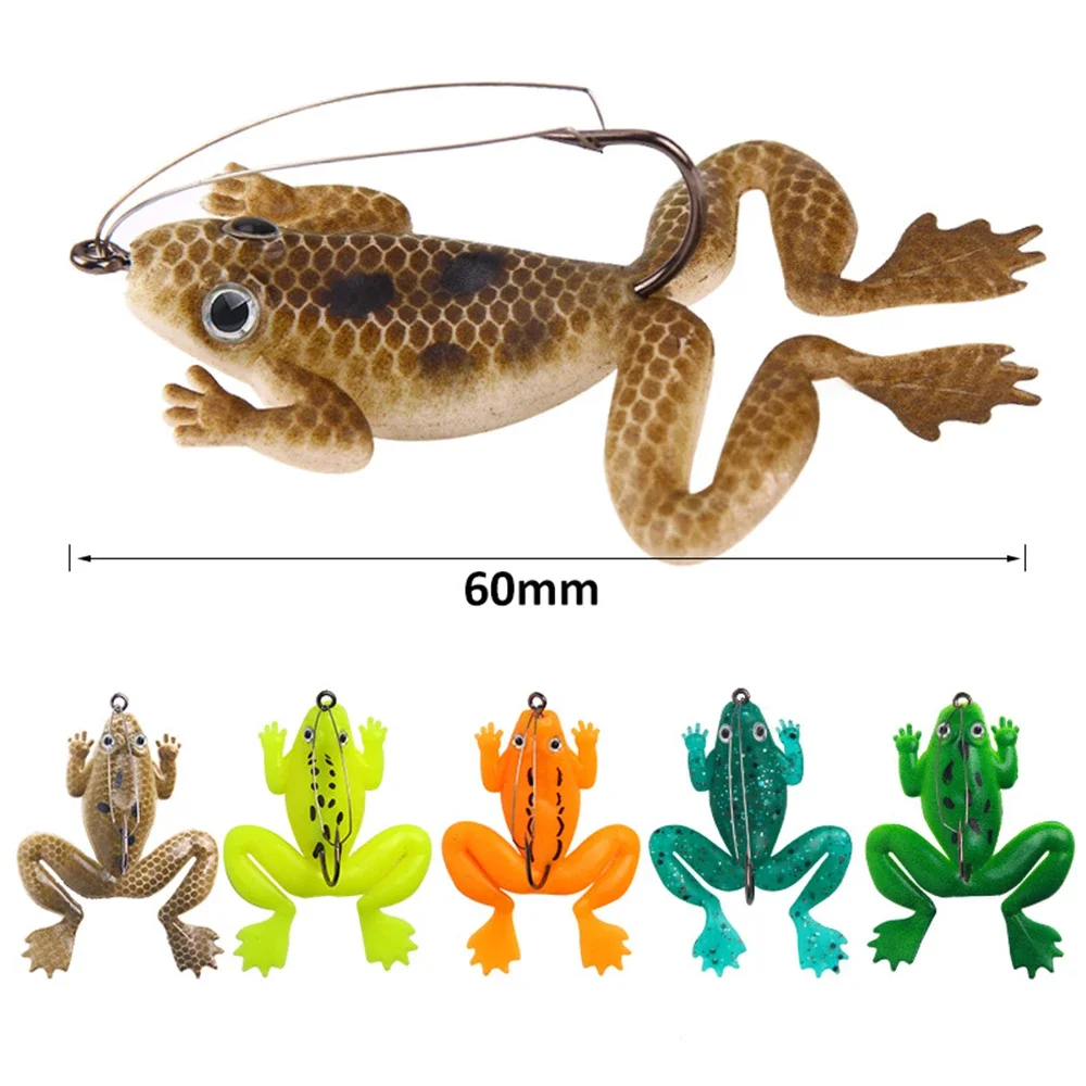 5 unids/set Color aleatorio silicona Artificial rana señuelo de pesca aparejos cebo de lubina cebos de rayos de agua aparejos de pesca - imagen 2