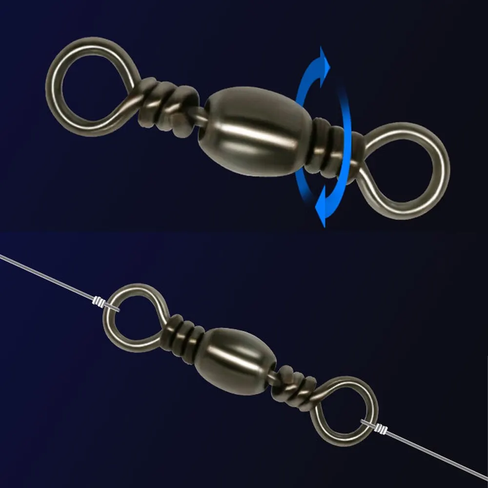 50 Uds. Conector rodante de rodamiento de acero inoxidable, barril giratorio, aparejos de señuelo, herramienta de conexión, accesorios de Pesca - imagen 3
