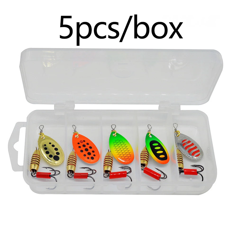 5 unids/caja Spinner señuelo de Pesca cebo 5g cebos de cuchara de Metal Señuelos de Pesca cebos duros artificiales de invierno Pesca Spinnerbait - imagen 3