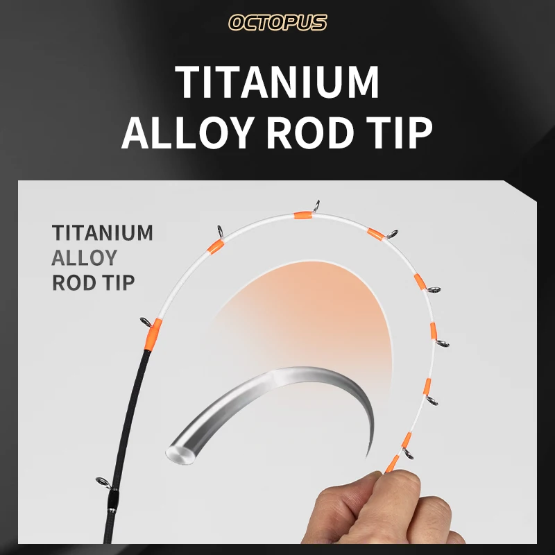 Caña de pescar Rooblinos OCTOPUS calamar, fibra de carbono T 33, punta de caña de aleación de titanio de 1,65 M, caña de fundición giratoria - imagen 5