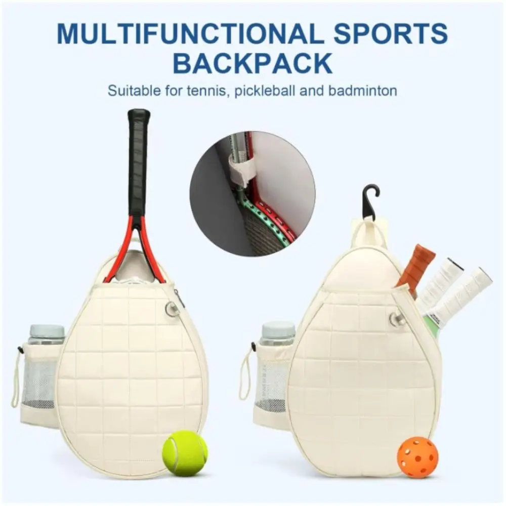 Bolsa cruzada para raqueta de tenis, gran capacidad con soporte para botella de agua, bandolera de tenis, Color puro, bolsa deportiva de belleza para Fitness - imagen 4