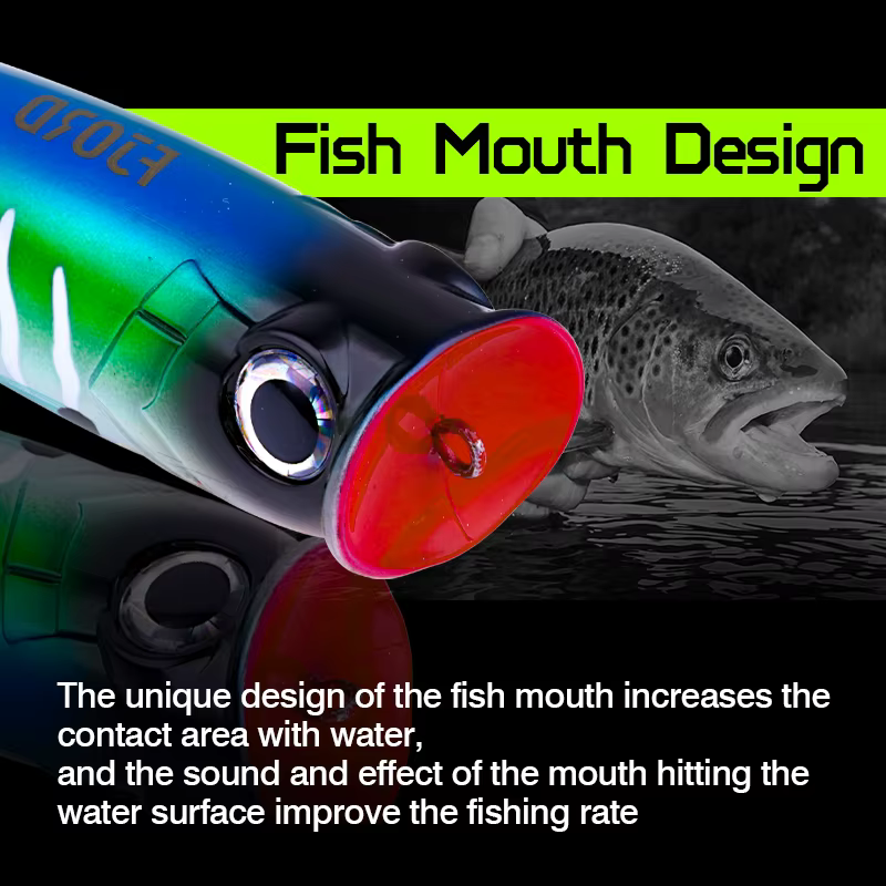 FJORD Popper Topwater UV Láser – Señuelo Superficie Agua Salada - imagen 4