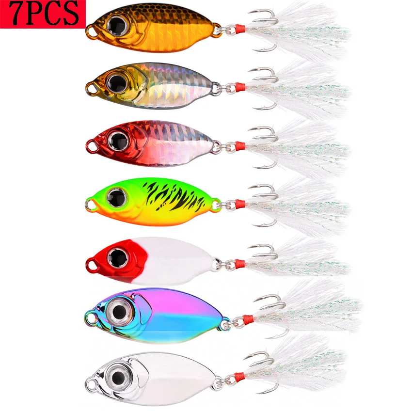 Señuelos Micro jigs de fundición a tierra, conjunto de Señuelos de Pesca de agua salada, 7 piezas, cuchara Jigging de 10G, 15G, 20G, 25G, de gota lenta - imagen 3