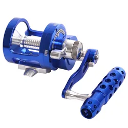 Carrete de pesca JIGGING para agua salada, accesorio de arrastre con palanca de 2 velocidades, mecanizado CNC, 30KG