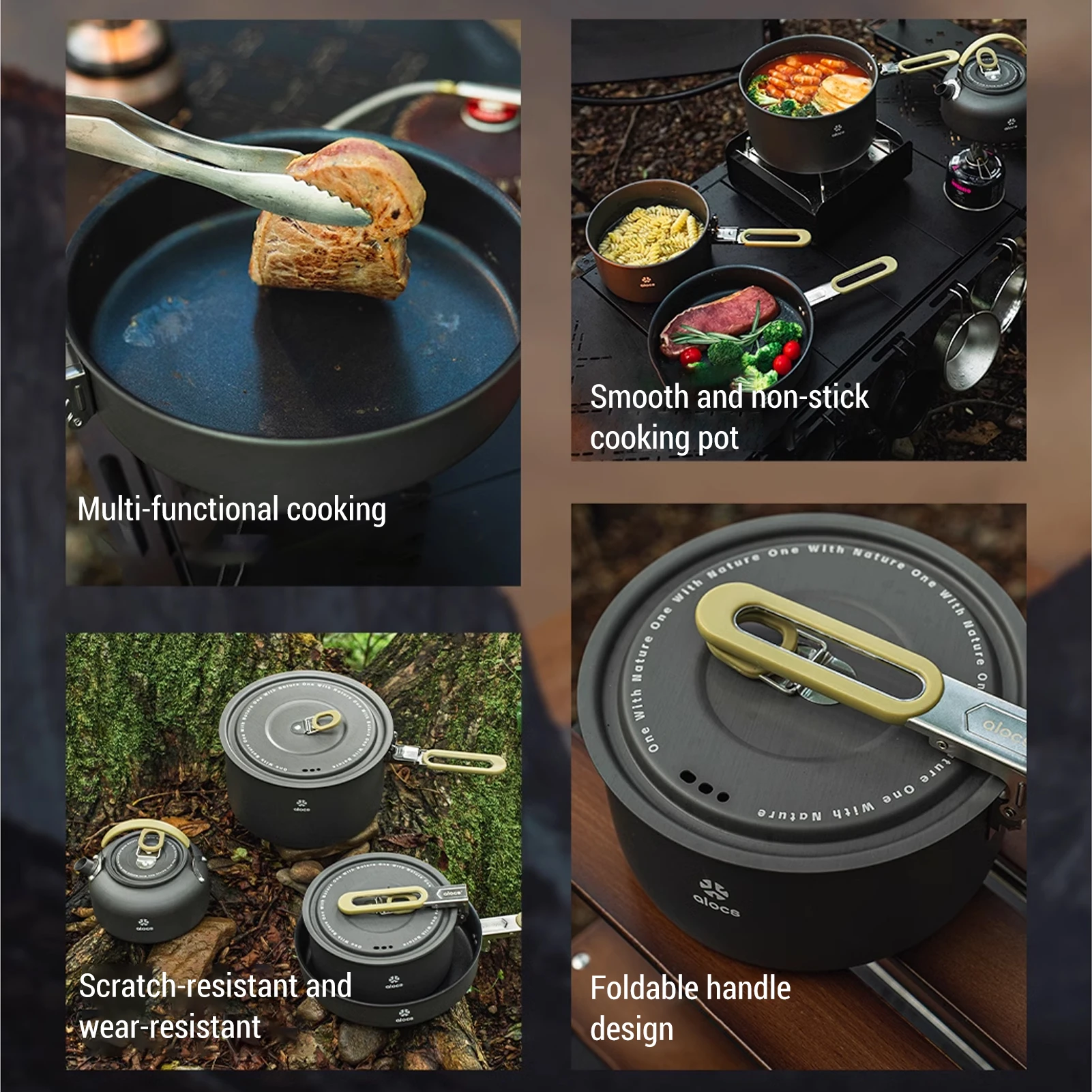 Utensilios de cocina para acampar, kit de desorden, olla de cocina para acampar, sartén y hervidor para acampar, mochilero - imagen 4