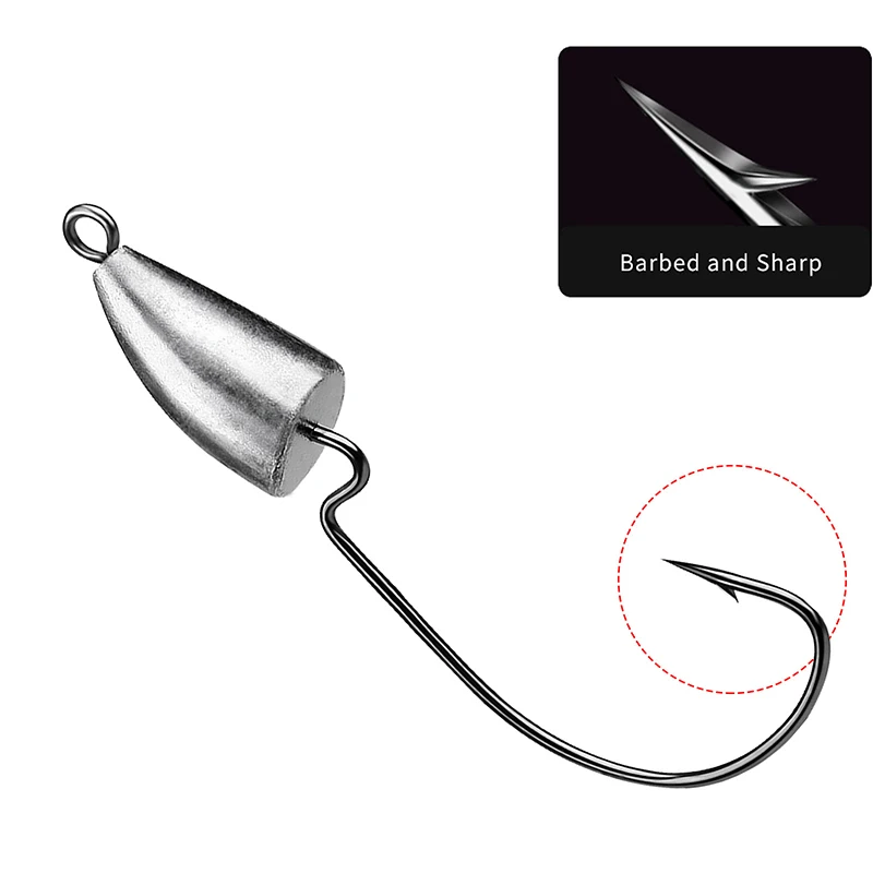 Anzuelo de acero con alto contenido de carbono, anzuelo de cabeza plomada, gusano Offset, señuelo de manivela, 5 piezas, 1,75g, 2,5g, 3,5g, 5g, 7g, 10g, 14g - imagen 2