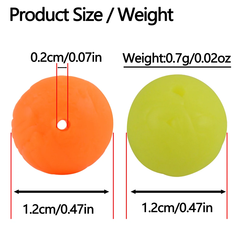 30 Uds. Tapón de cuentas de pesca de goma suave, cuentas redondas naranja/amarillo, cebo de pesca, huevos para accesorios de pesca de carpa, aparejos - imagen 2