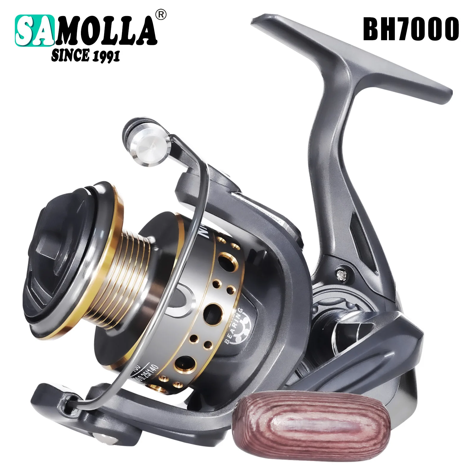 Samolla Carrete giratorio aluminio 7+1BB – Agua salada - imagen 4