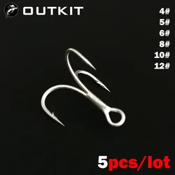 OUTKIT 5 unids/caja 6066-3x-NP fortalecer gemelos súper fuertes aleación de acero señuelo afilado anzuelo triple aparejos de pesca gancho caja de pesca