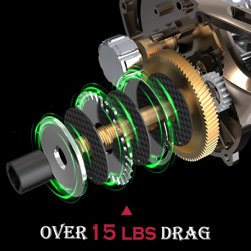 Carrete DE PESCA DE PINTURA metálica, carrete de baitcasting con carrete de aluminio, de fundición de freno magnético carrete, arrastre máximo 10kg, señuelo de agua dulce - imagen 3