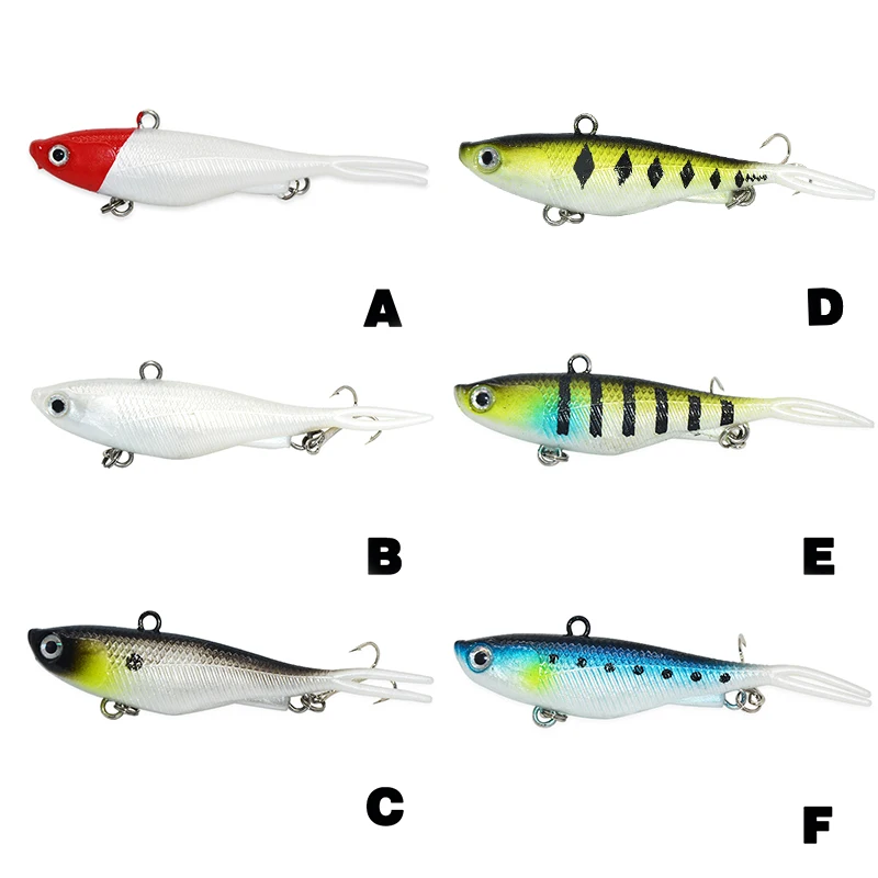 TAKEDO HJ11 cebo de PVC suave VIB cabeza de plantilla de Metal señuelos para peces aparejos de pesca de lubina con anzuelo triple hundimiento señuelo de plantilla suave - imagen 5