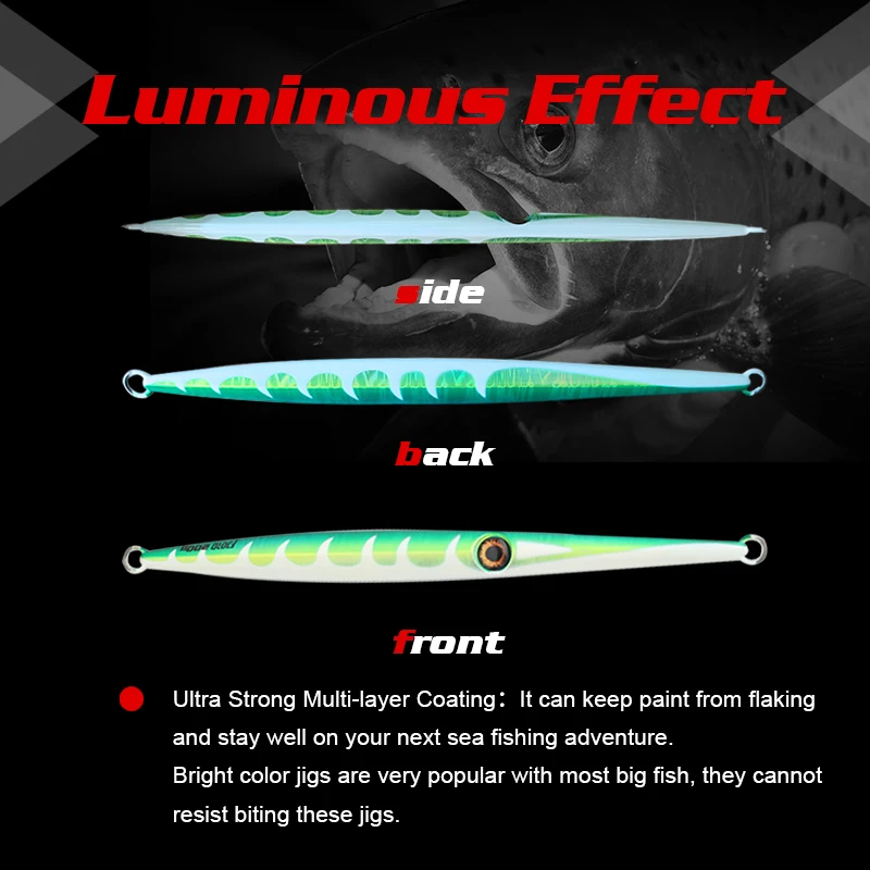 FJORD-señuelo de pesca en el mar, anzuelo de fundición larga de 100g, 150g y 200g, Jigging de plomo de Metal para pesca Al curricán, artículos de cebos de pesca brillantes en agua salada - imagen 5