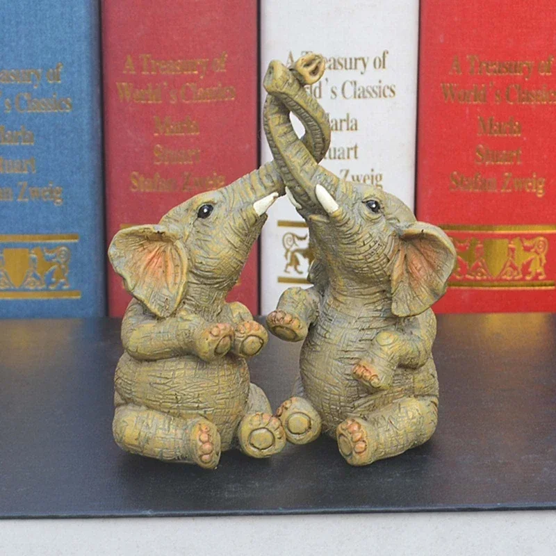 Estatuilla de pareja de elefante, estatua de pareja de elefante, adornos de elefante para el hogar, escritorio, armario, accesorios de decoración - imagen 3