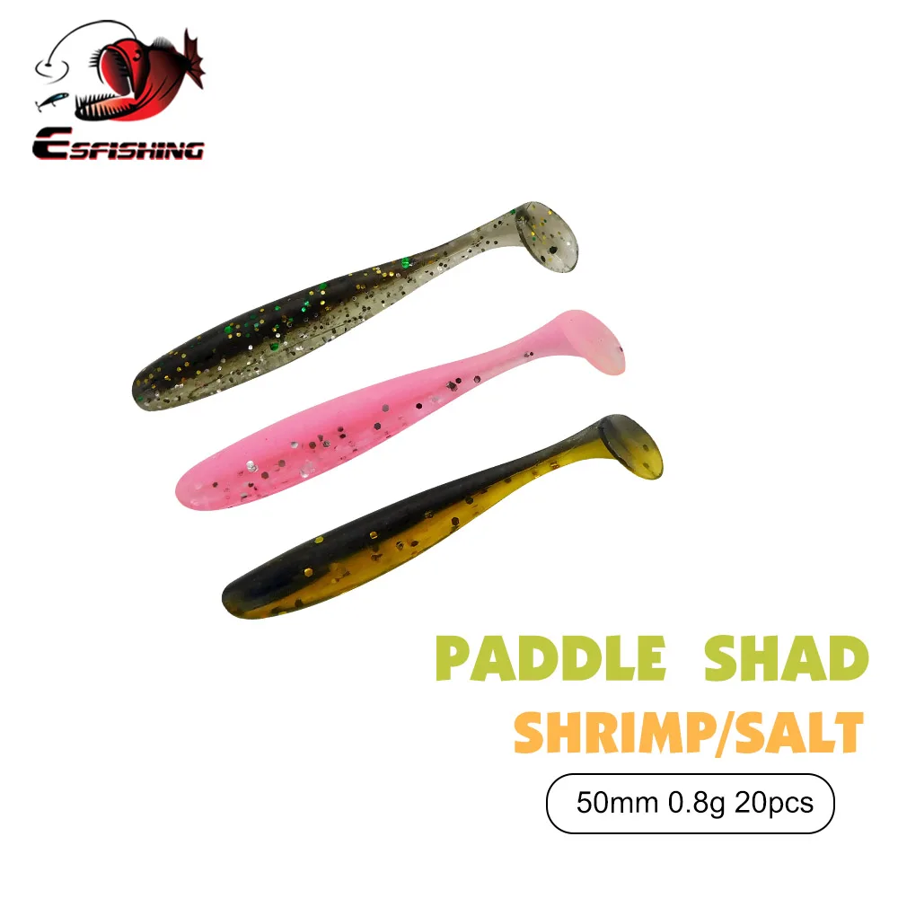 ESFISHING-señuelo suave de 50mm, 20 piezas, sábalo de paleta para perca, Lucio, trucha, agua salada y río, pesca en invierno en hielo - imagen 2