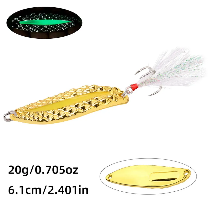 Juego de Señuelos de Pesca con cuchara giratoria luminosa de Metal, aparejos de 10g, 15g y 20g, cebo de lentejuelas, Paillette de ruido con anzuelo triple de plumas, 16 Uds. - imagen 4