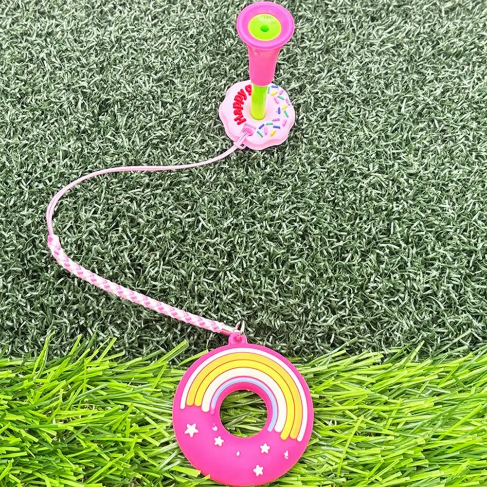 Soporte para tee de golf, colgador de tee de golf antipérdida de plástico, Donut de dibujos animados, anillo para tee de golf con correa, accesorios de golf para hombres y mujeres, golfista - imagen 5