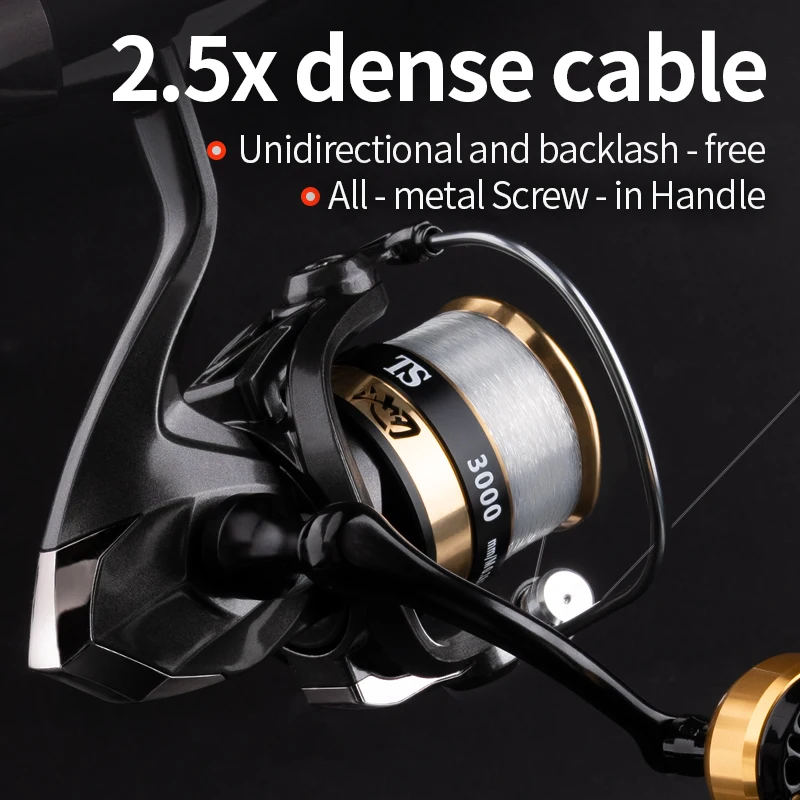 Carrete de pesca para niños TS500-7000 para agua salada, mango de carrete de Metal para agua dulce, aparejos de pesca intercambiables izquierdo/derecho para trucha y carpa - imagen 2
