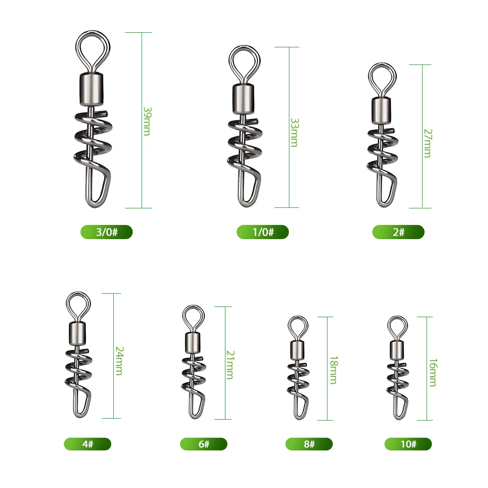 Conector de señuelo de pesca giratorio con rodamiento de bolas a presión atornillado, conector de pesca de anillo sólido giratorio, 25 uds. - imagen 3