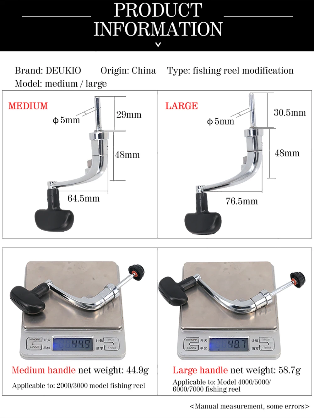 DEUKIO DIY manivela metálica plegable para carrete spinning - imagen 5
