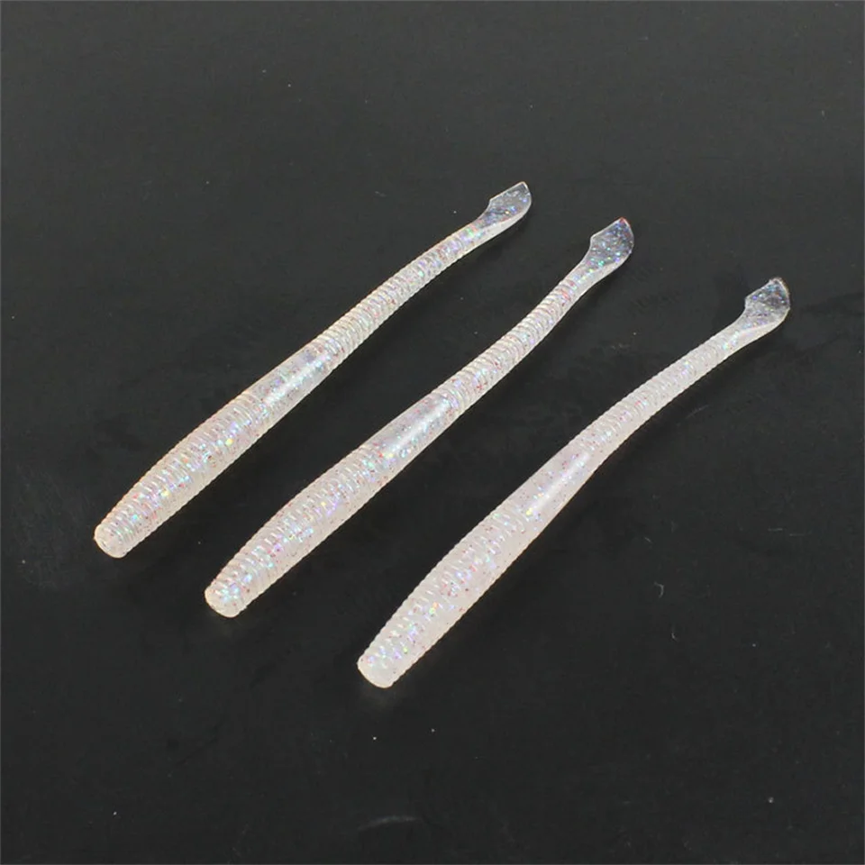 MUKUN 10 Uds palo cebo suave 10cm 2,3g gusano de silicona hundimiento Minnow Swimbait Wobblers lubina de agua dulce Lucio Señuelos de pesca blandos - imagen 5