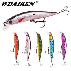 Señuelo de pesca Topwater Minnow, 1 unidad, 10cm, 8g, Wobblers flotantes, cebo artificial de plástico con 6 #   Ganchos para Bass Carp Pike Crankbait