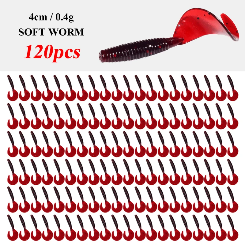 120Pcs New Soft Bait 4cm0.4g Fishing Lures Plastic Silicone Worm Moggot Grub Lure Saltwater Wobblers Carp Swimbait for Pike Tool - imagen 4
