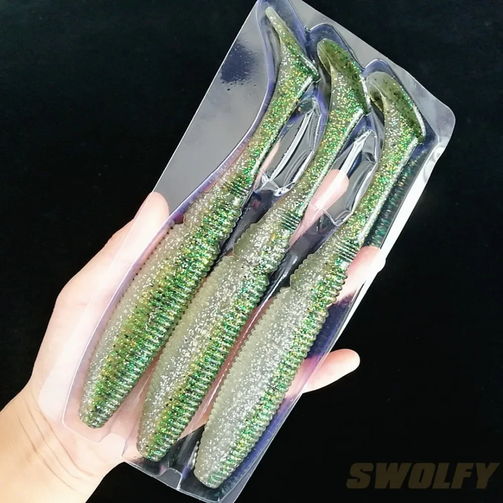 Noeby 3 uds señuelo suave cebo de pesca señuelo shad 17cm 39g cebo de silicona cola en T equipo de pesca cebo suave grande - imagen 3